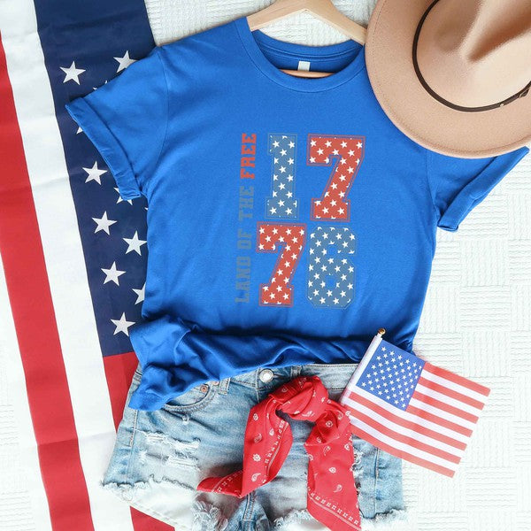 Land Of The Free Retro Stars Short Sleeve Tee