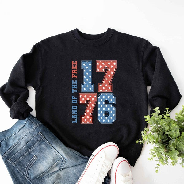 Land Of The Free Retro Stars Graphic Sweatshirt