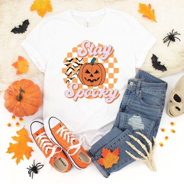 Stay Spooky Bats CheckeredShort Sleeve Graphic Tee