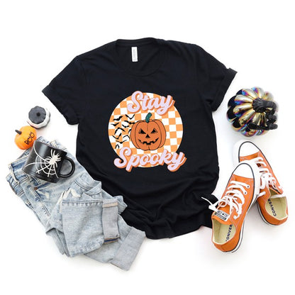 Stay Spooky Bats CheckeredShort Sleeve Graphic Tee