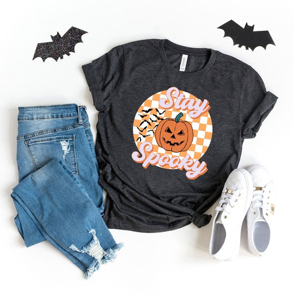 Stay Spooky Bats CheckeredShort Sleeve Graphic Tee