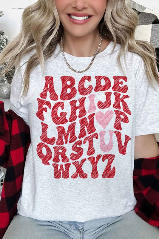 ABCD I LOVE YOU VALENTINES GRAPHIC TEE