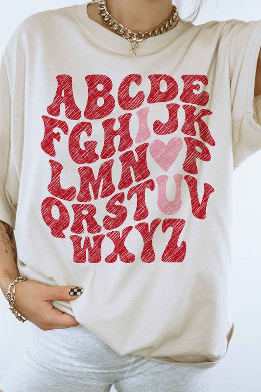 ABCD I LOVE YOU VALENTINES GRAPHIC TEE