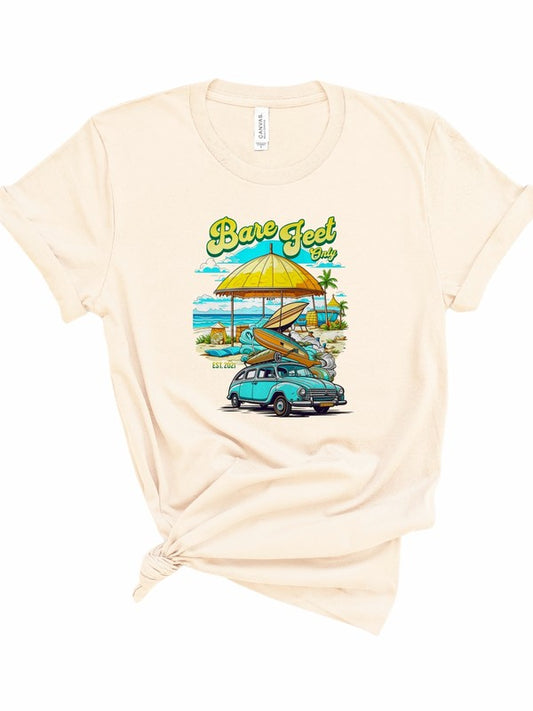 Bare Feet Only Beach Scene Graphic Tee