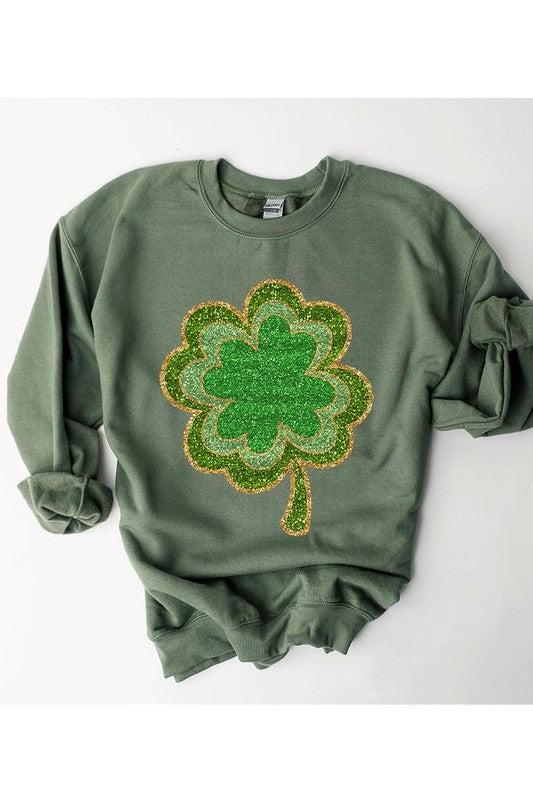 Four Leaf Clovers Graphic Fleece Sweatshirts.