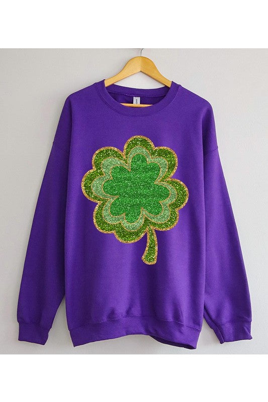 Four Leaf Clovers Graphic Fleece Sweatshirts.