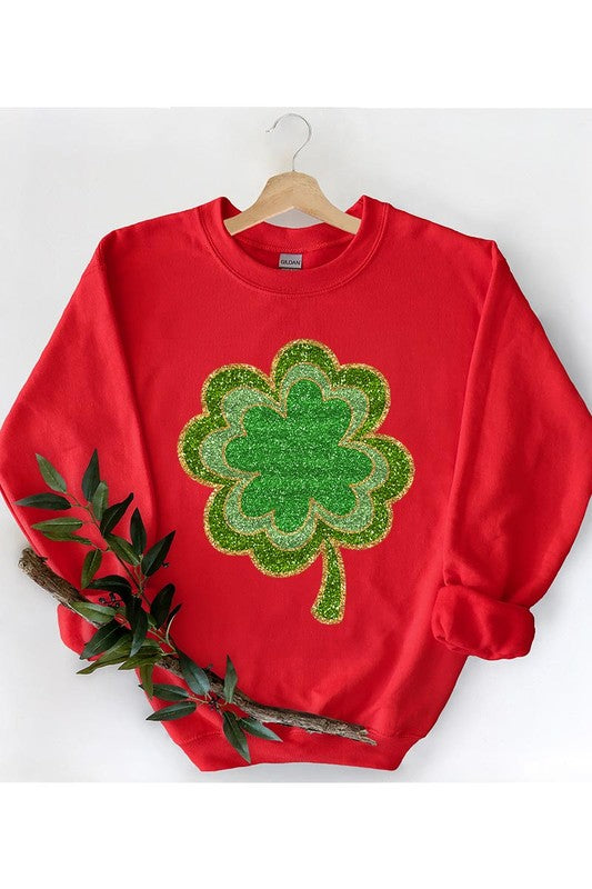 Four Leaf Clovers Graphic Fleece Sweatshirts.