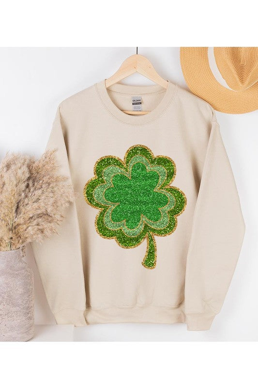 Four Leaf Clovers Graphic Fleece Sweatshirts.