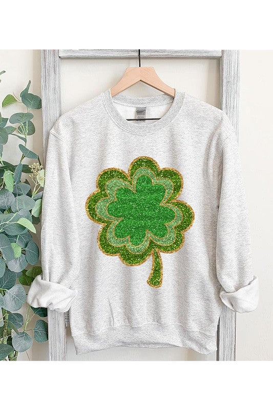 Four Leaf Clovers Graphic Fleece Sweatshirts.