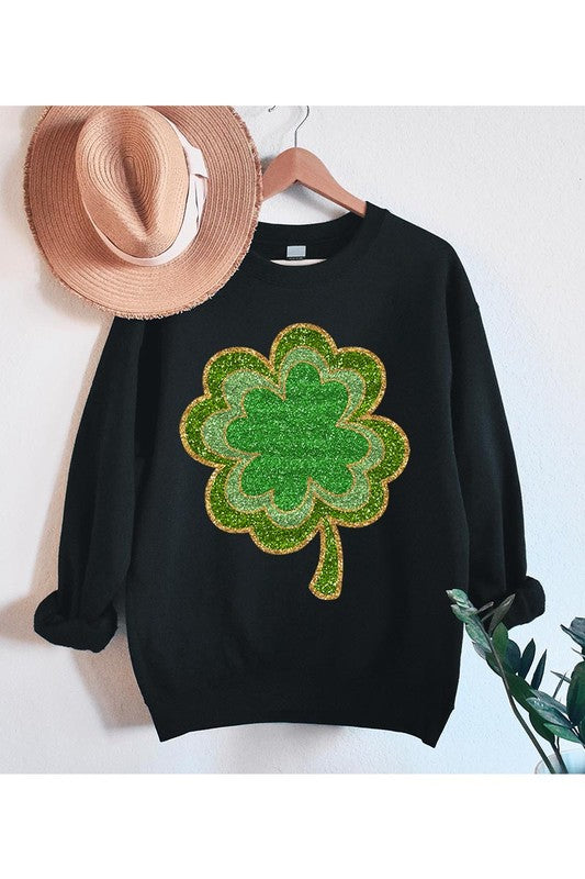 Four Leaf Clovers Graphic Fleece Sweatshirts.