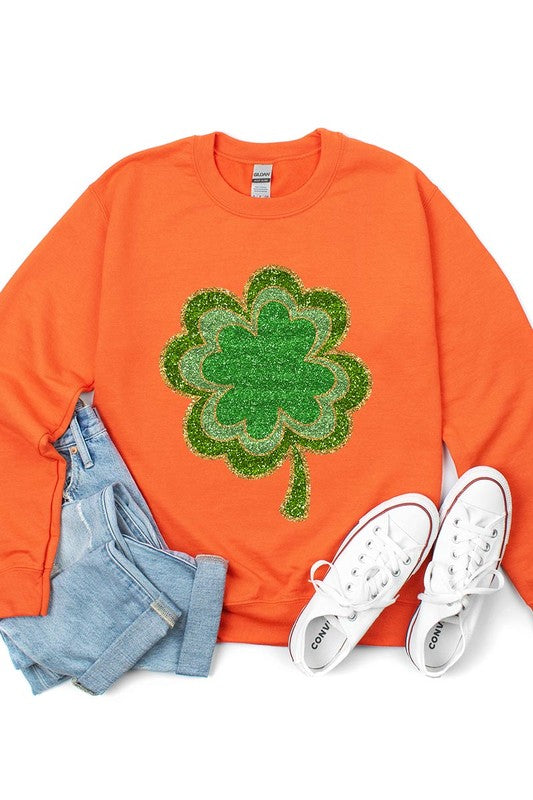 Four Leaf Clovers Graphic Fleece Sweatshirts.