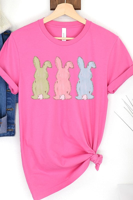 Easter 3 Colored Rear Bunnies Graphic Tee