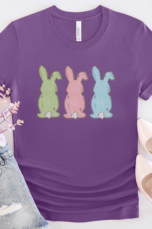 Easter 3 Colored Rear Bunnies Graphic Tee