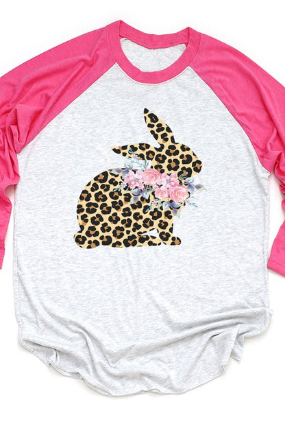 Easter Leopard Floral Bunny Graphic Raglan