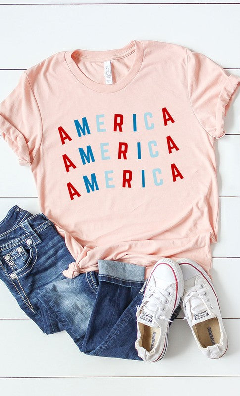 Red and Blue America PLUS Graphic Tee