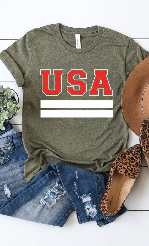 Retro Varsity USA Plus Size Graphic Tee