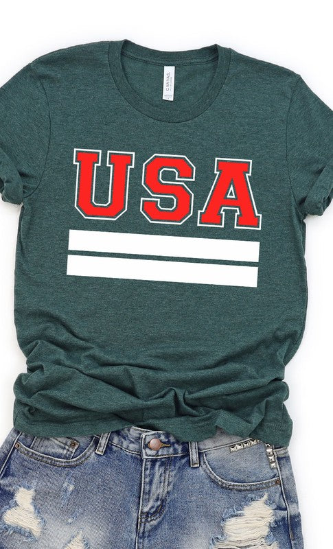 Retro Varsity USA Plus Size Graphic Tee