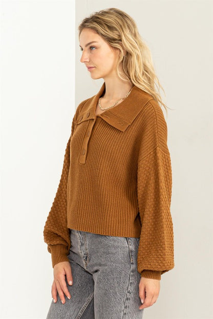 Instant Winner Wide Collar Button Front Sweater