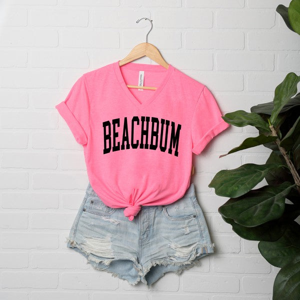 Beach Bum Curved Short Sleeve V-Neck Tee