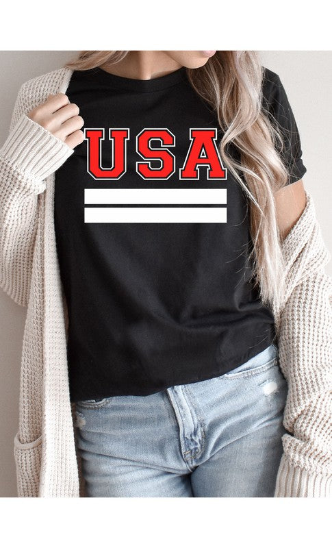 Retro Varsity USA Plus Size Graphic Tee